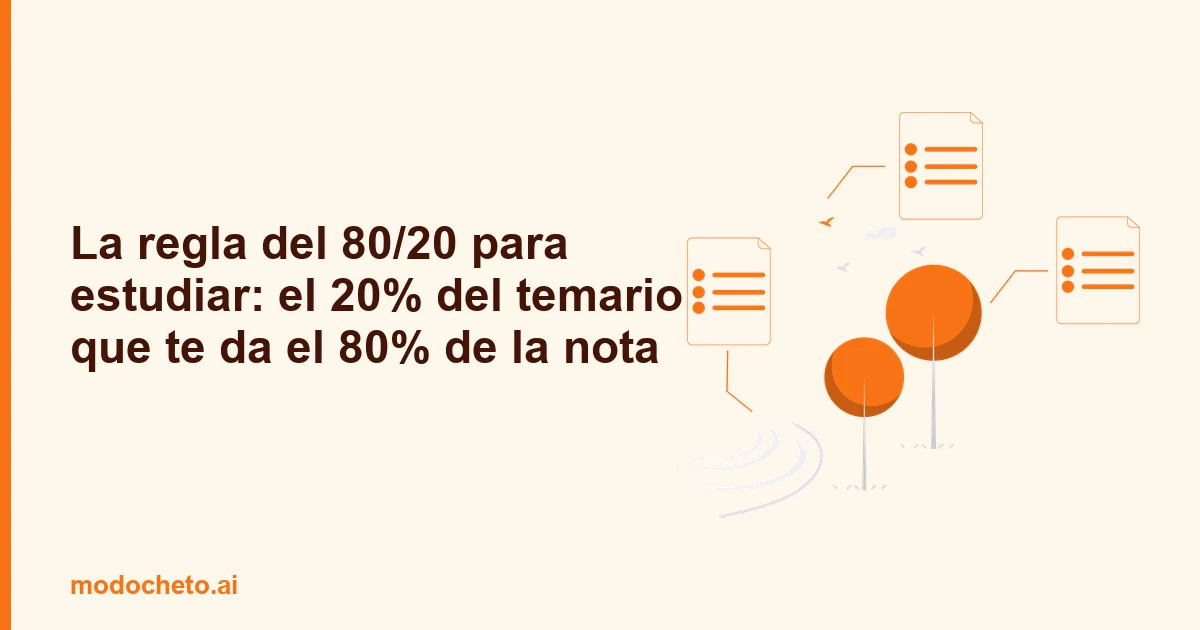 Portada ilustrada del artículo sobre regla 80/20 para estudiar