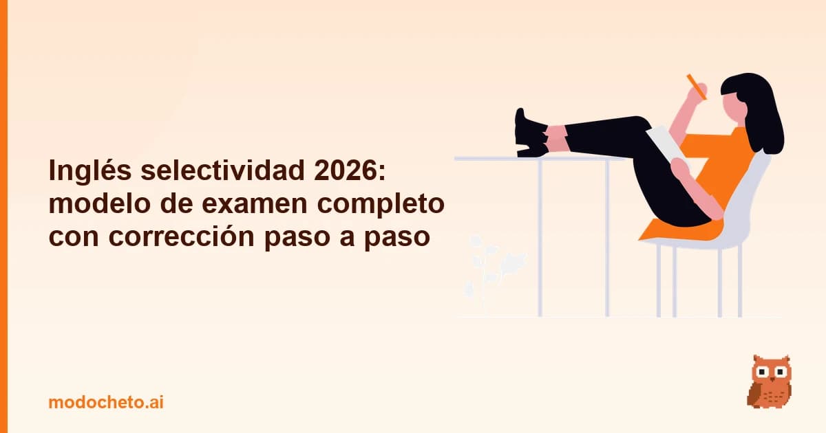 Portada ilustrada del artículo sobre modelo examen Inglés selectividad