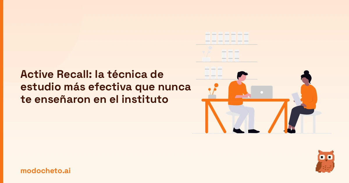 Portada ilustrada del artículo sobre active recall