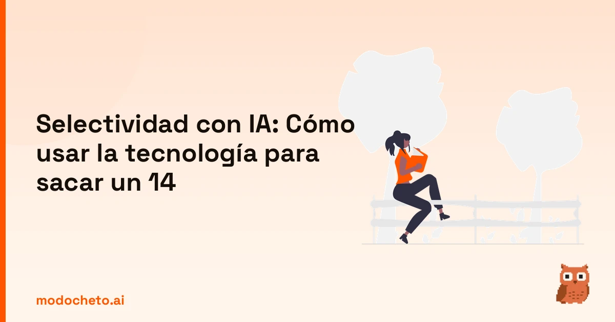 Ilustración de un estudiante leyendo para preparar la selectividad con IA y alcanzar la máxima nota de 14.