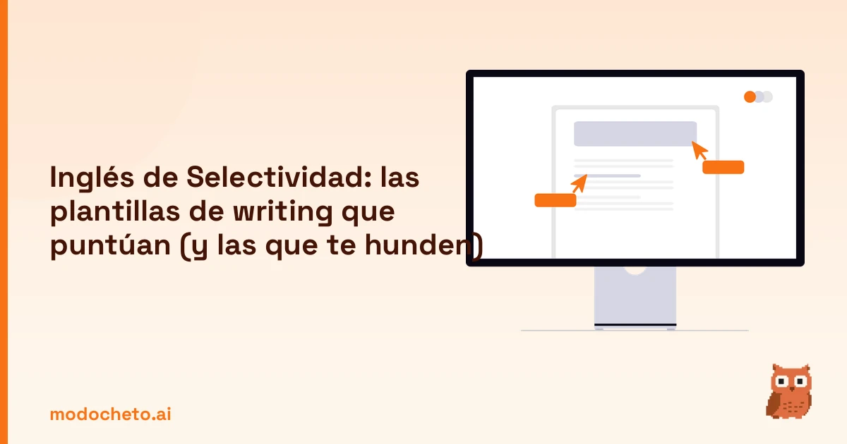 Portada ilustrada del artículo sobre writing de inglés de Selectividad