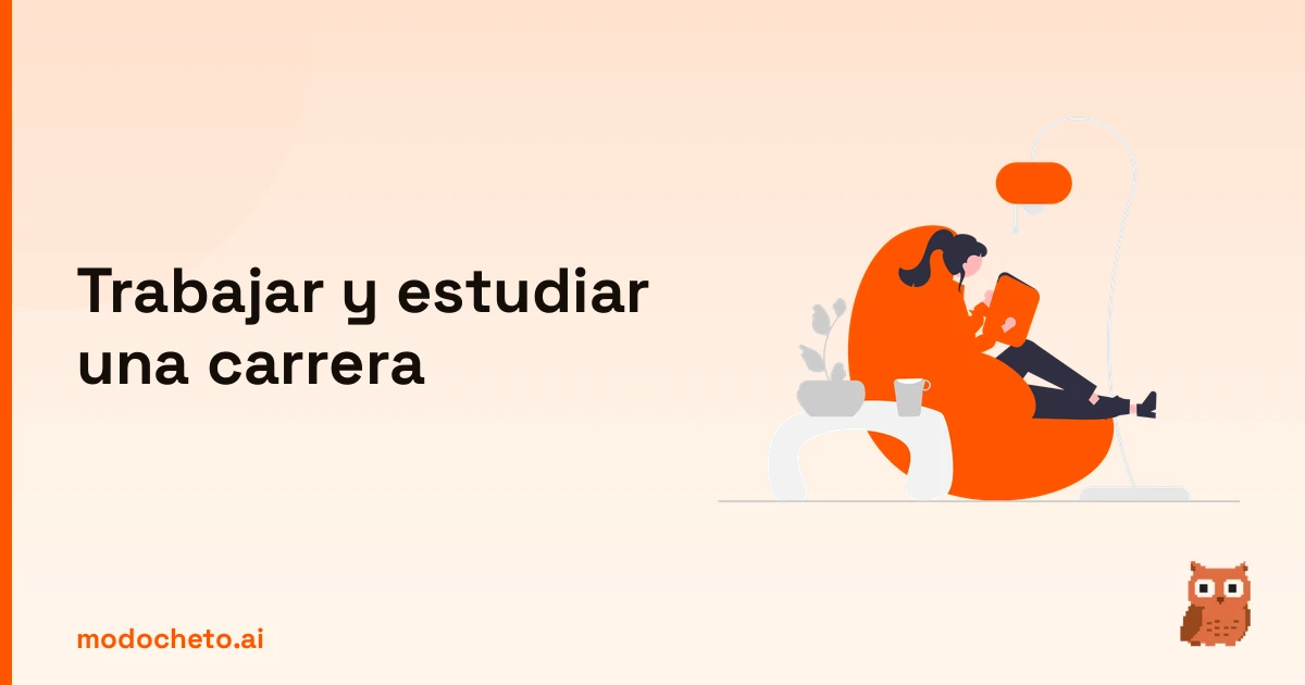 Ilustración de una persona leyendo concentrada para aprobar trabajando a jornada completa sin morir en el intento.