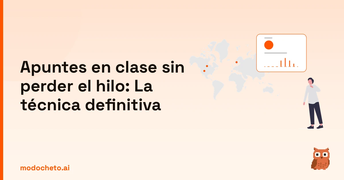 Ilustración de analítica en tiempo real para tomar apuntes en clase sin perder el hilo con éxito.