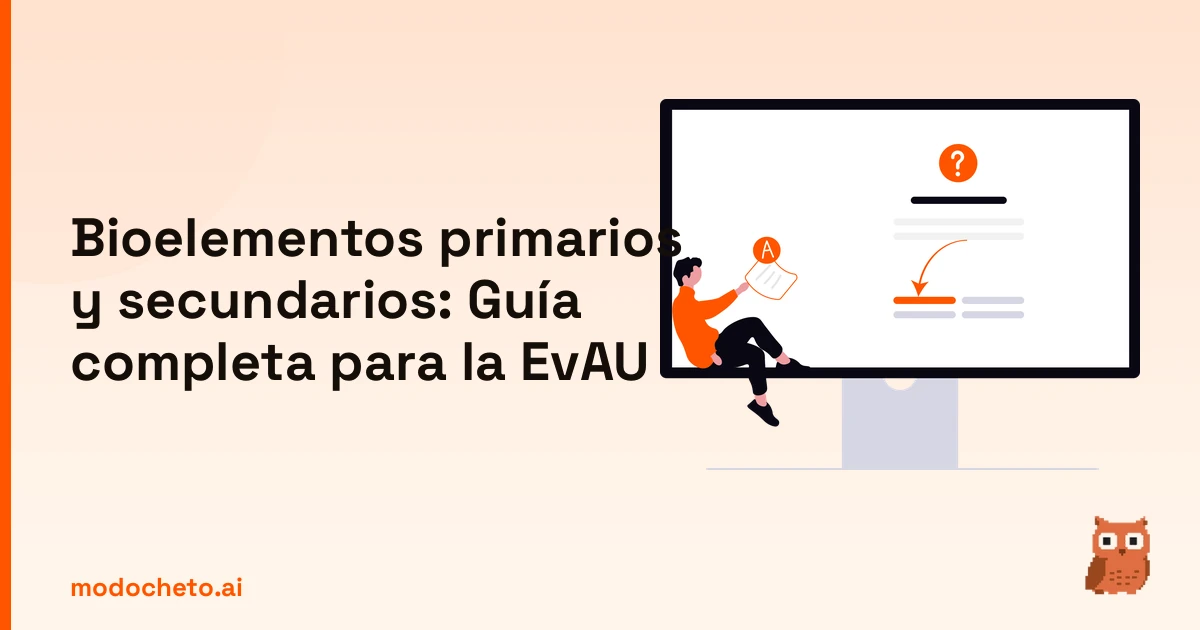 Ilustración de examen online para dominar los bioelementos primarios y secundarios en la selectividad EvAU