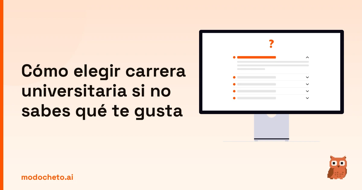 Ilustración de dudas frecuentes sobre cómo elegir carrera universitaria para estudiantes indecisos.