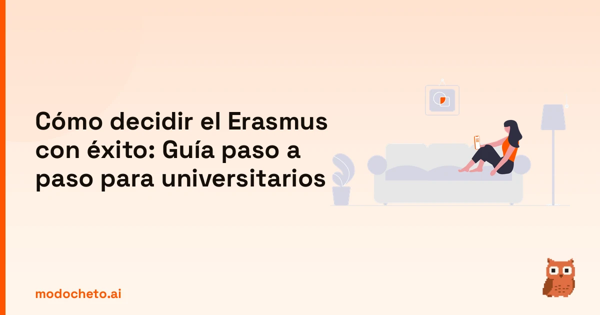 Ilustración de un joven relajado en casa pensando en cómo decidir el Erasmus con éxito para su futuro.