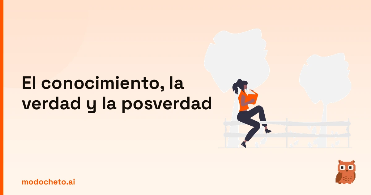 Ilustración de un estudiante leyendo sobre el conocimiento, la verdad y la posverdad en Modo Cheto.