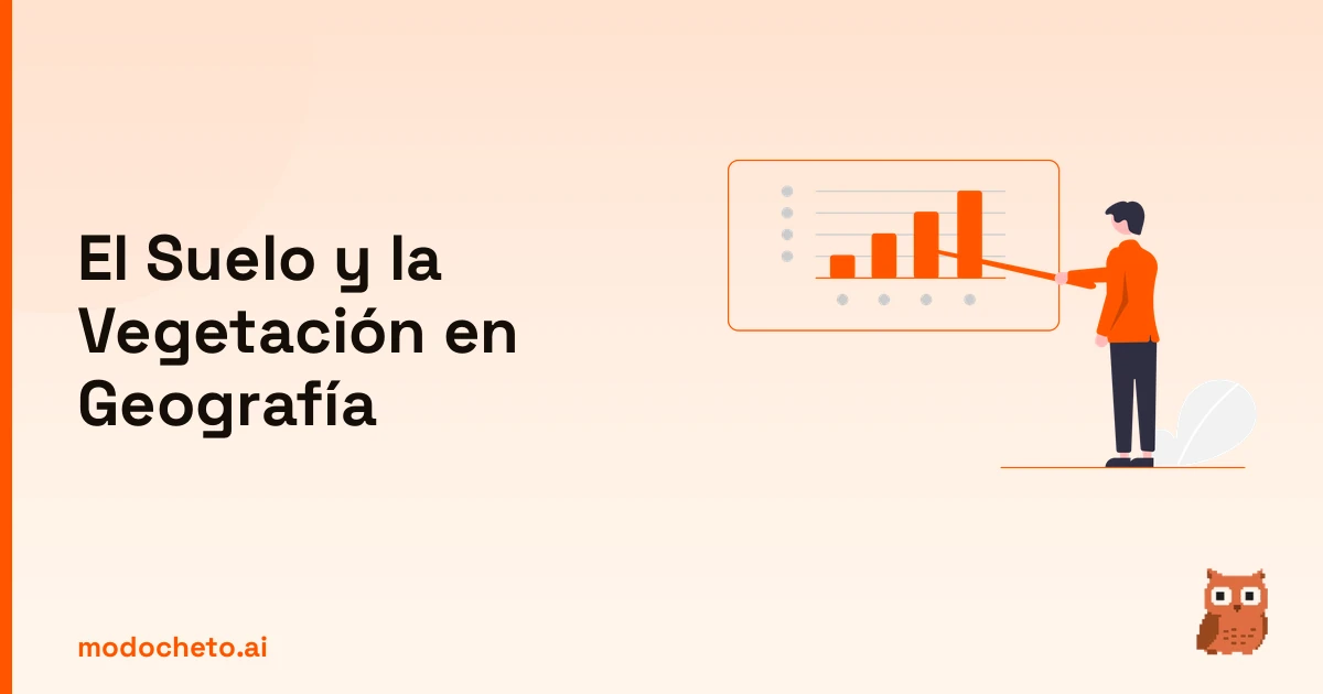 Ilustración de una estrategia tipo business plan sobre el suelo y la vegetación en Geografía.