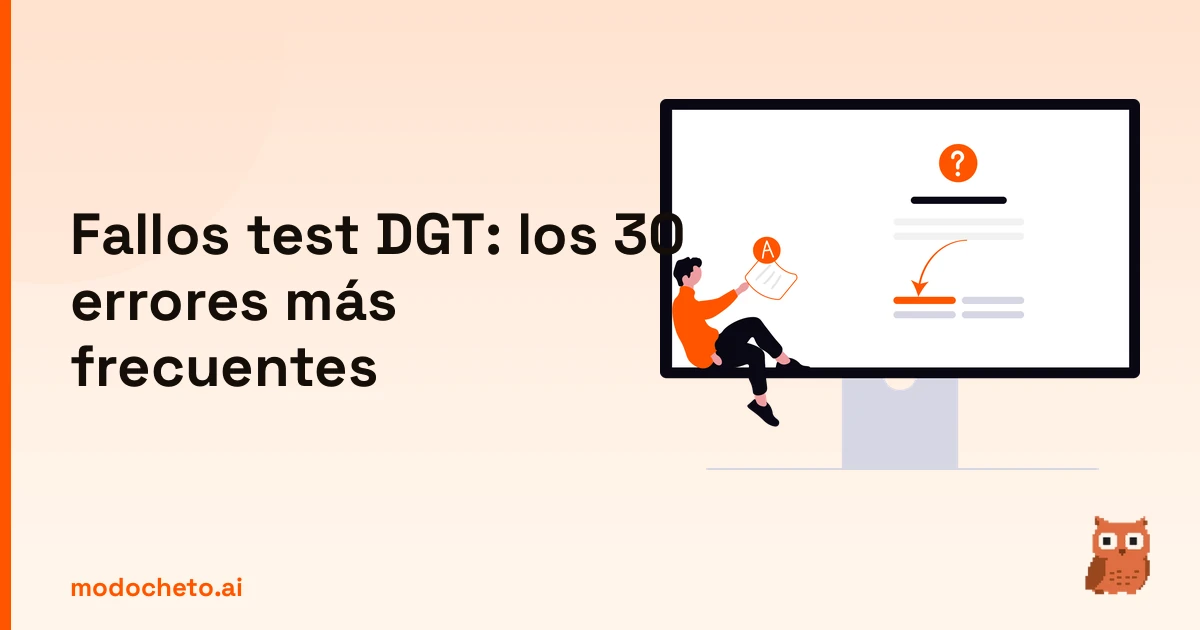 Ilustración de un usuario realizando un examen online para evitar los fallos test DGT más comunes.