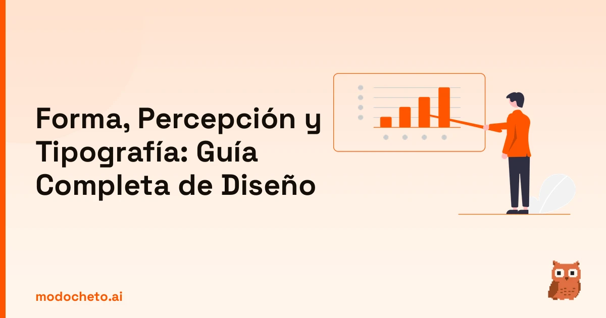 Ilustración de una estrategia de diseño integral sobre forma, percepción y tipografía para la guía completa.