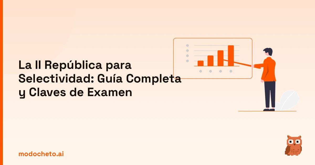 Ilustración de un joven trazando una estrategia para dominar la II República para Selectividad con éxito.