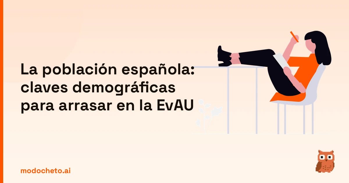 Ilustración de un estudiante preparando el tema de la población española para arrasar en la selectividad