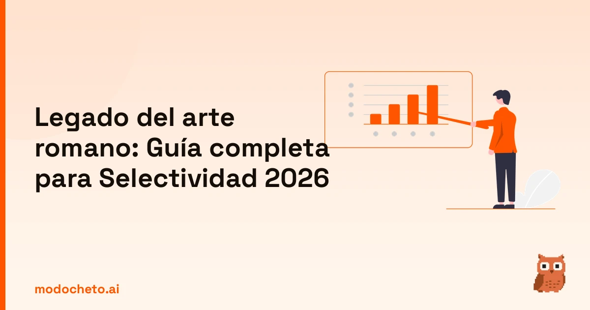 Ilustración de estrategia y business plan para dominar el legado del arte romano en Selectividad 2026