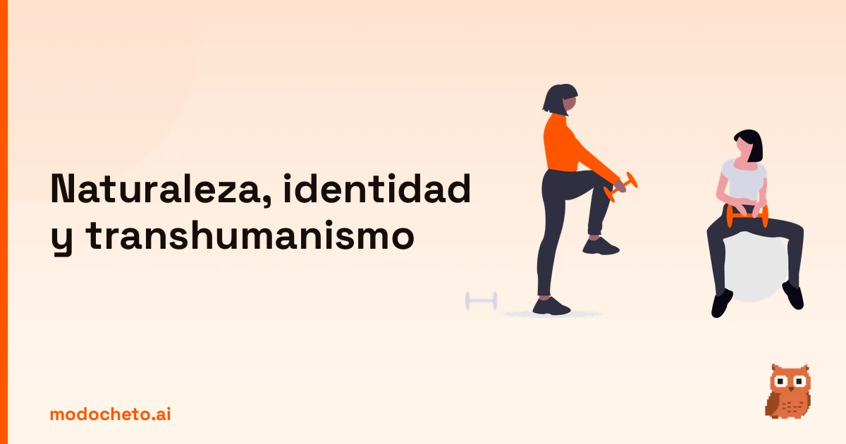 Ilustración de entrenamiento personal para abordar la naturaleza humana y el transhumanismo con identidad.