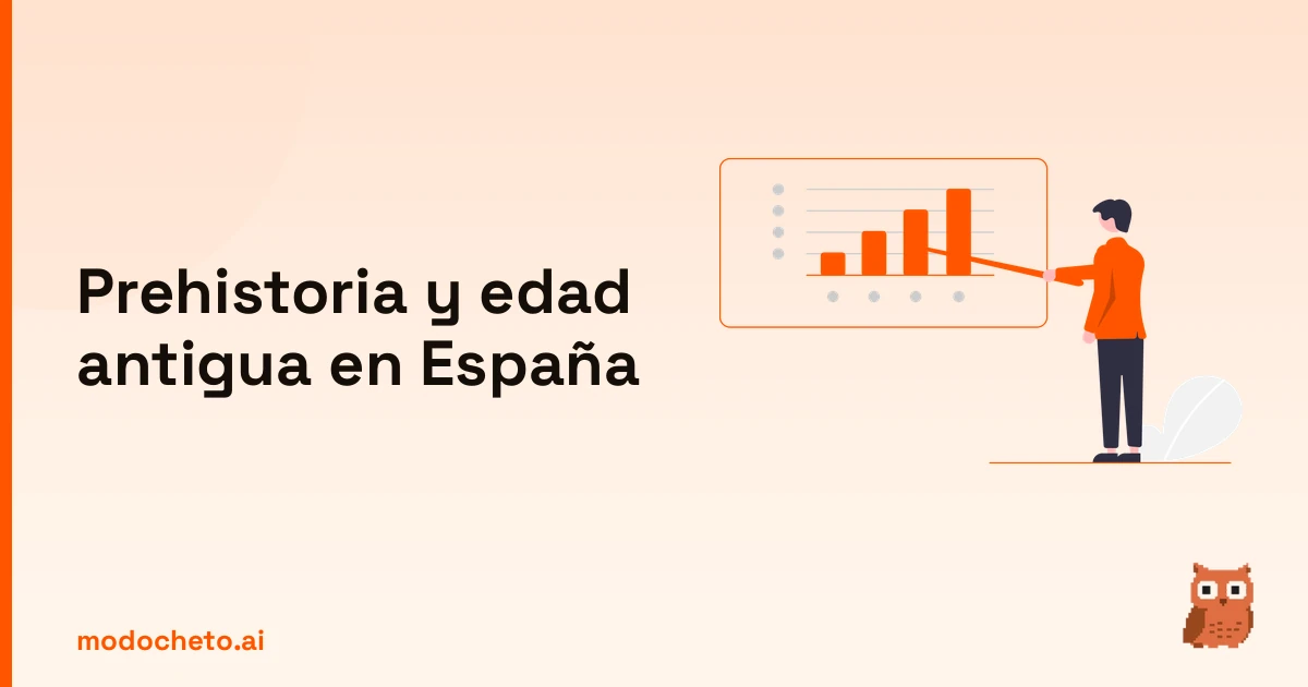 Ilustración de un plan estratégico para dominar el temario de prehistoria y edad antigua en España.