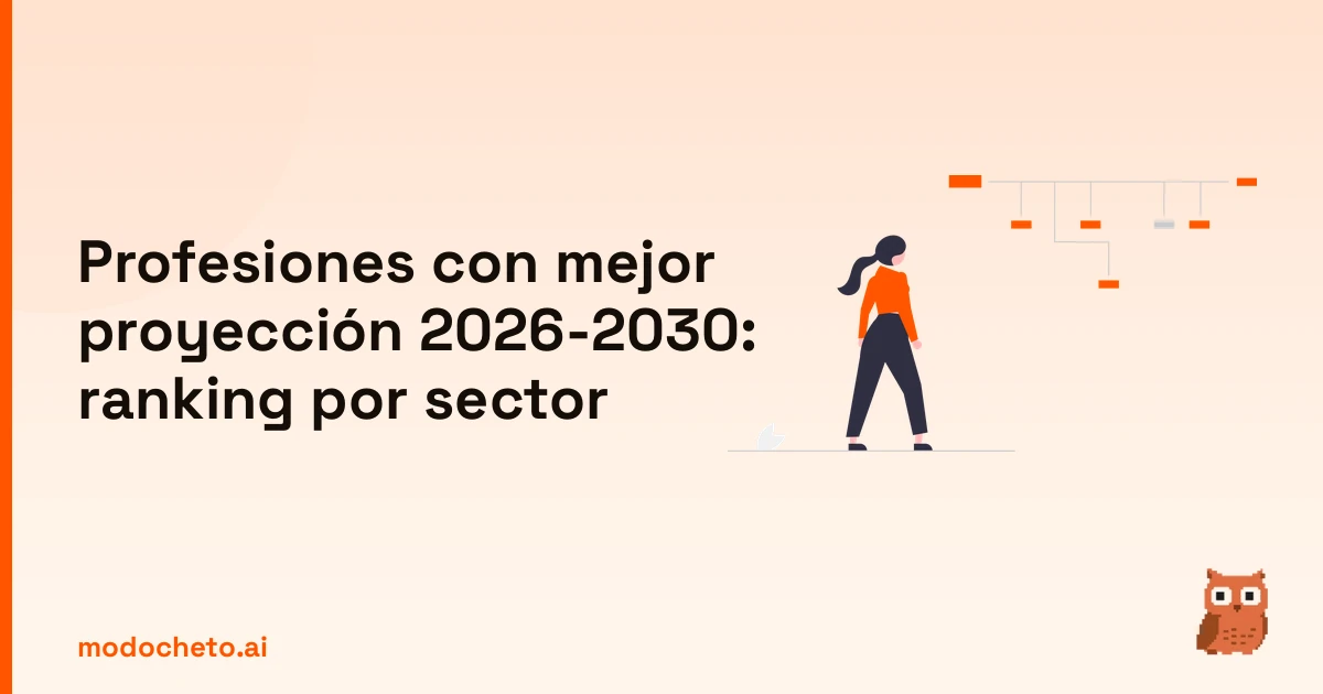 Ilustración de desarrollo profesional para el ranking de profesiones proyección con más hype hacia 2026.