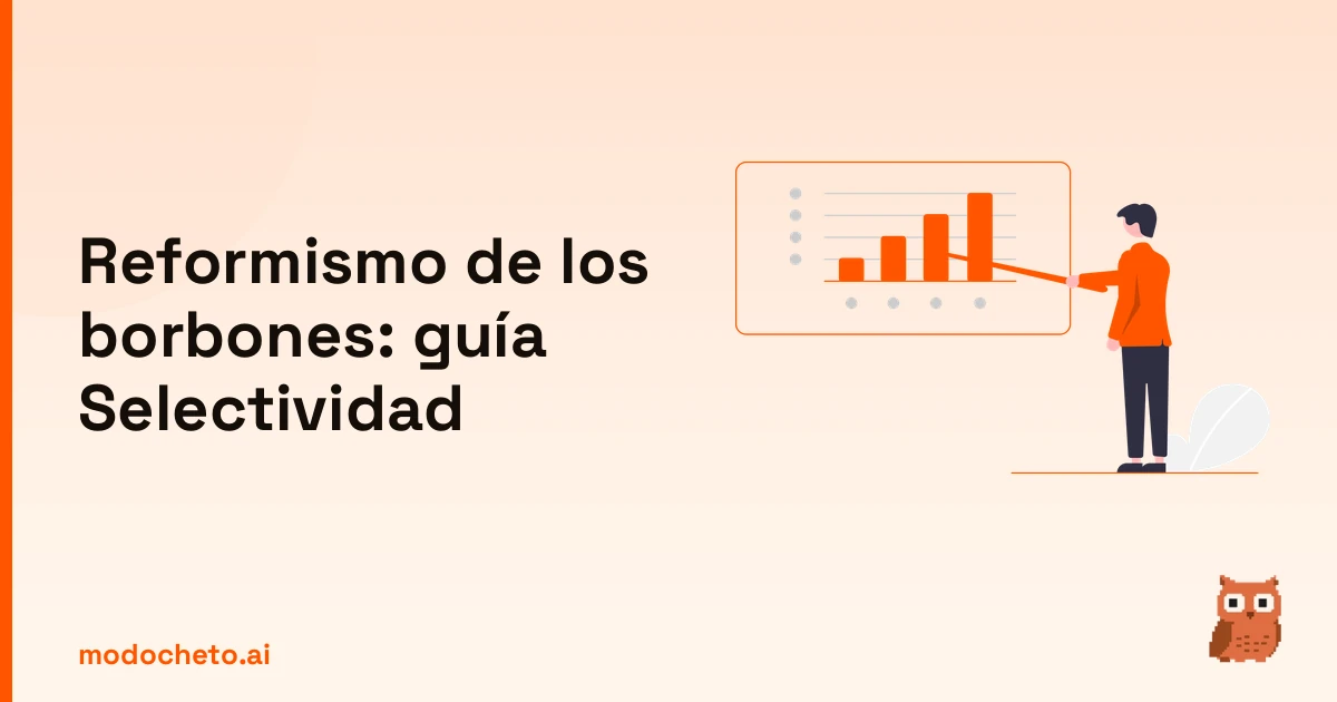 Ilustración de estrategia tipo business plan para aprobar el reformismo de los borbones en Selectividad.