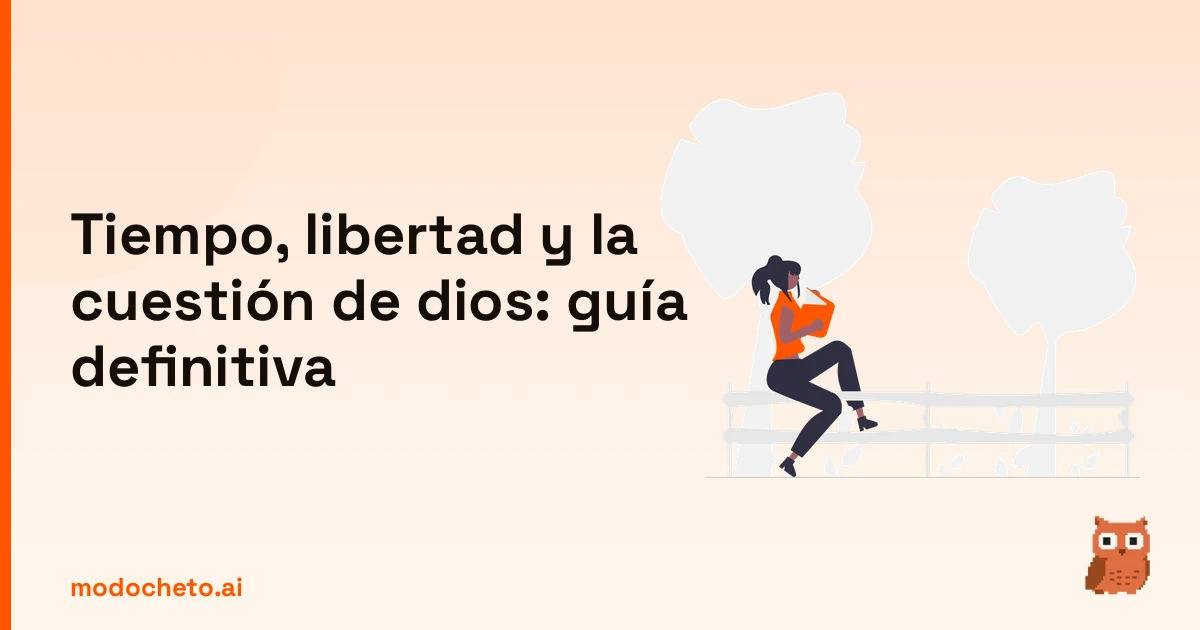 Ilustración de un joven leyendo sobre tiempo, libertad y la cuestión de dios para dominar la guía definitiva.