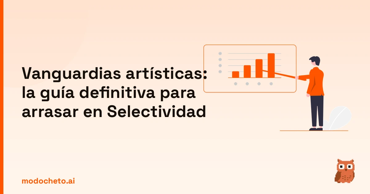 Ilustración de esquema estratégico para dominar las vanguardias artísticas en el examen de Selectividad.