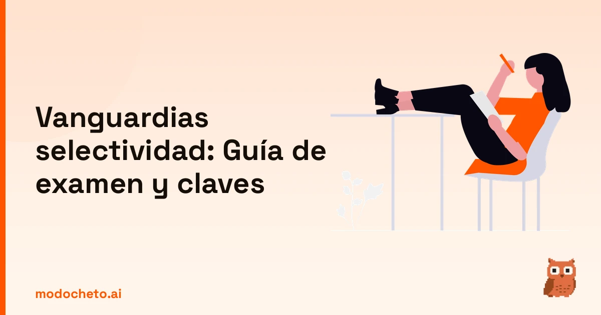 Ilustración de un estudiante organizando apuntes para dominar las vanguardias selectividad con éxito