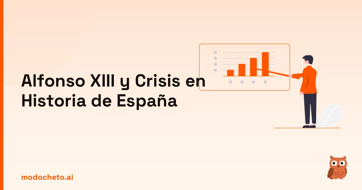 Ilustración de estrategia tipo business plan para el tema de Alfonso XIII y crisis Selectividad.