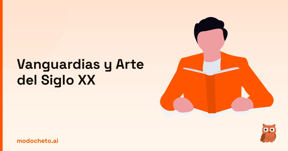 Ilustración de un estudiante en bucle aprendiendo sobre las vanguardias y el arte del siglo xx.