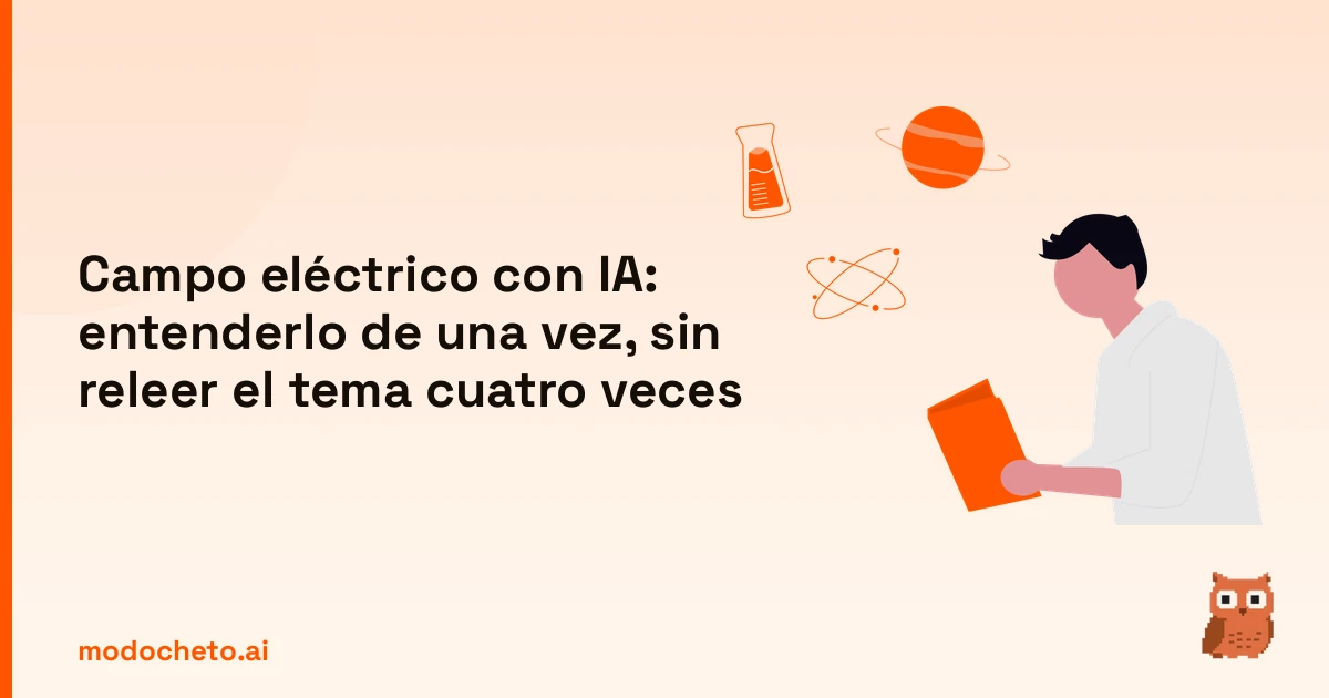 Ilustración de estudiante analizando datos científicos para dominar el concepto de campo eléctrico con IA
