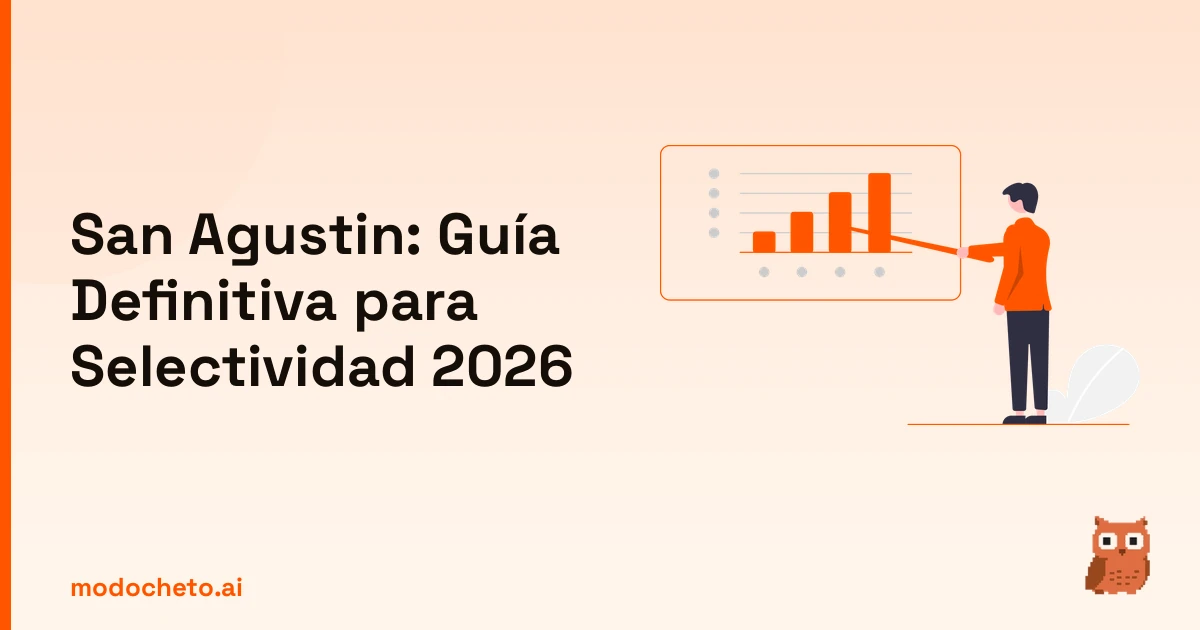 Ilustración Business Plan para organizar el estudio de San Agustín en la guía de Selectividad 2026.