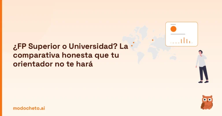 Portada ilustrada del artículo sobre FP Superior vs Universidad