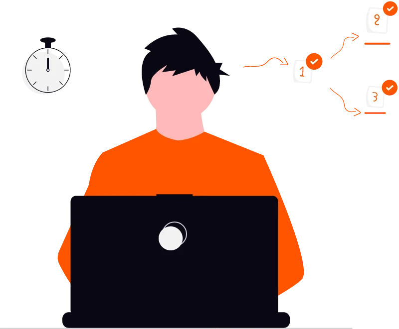Ilustración de alta productividad enfocada en resolver dudas frecuentes sobre la organización del curso.