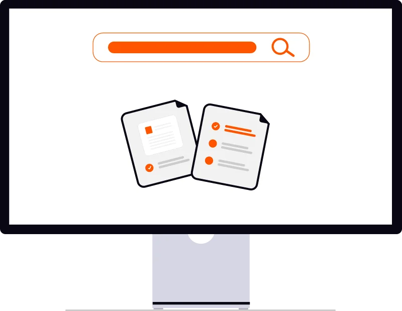 Ilustración Document Search para resolver dudas y saber exactamente cuándo pedir prácticas de empresa.