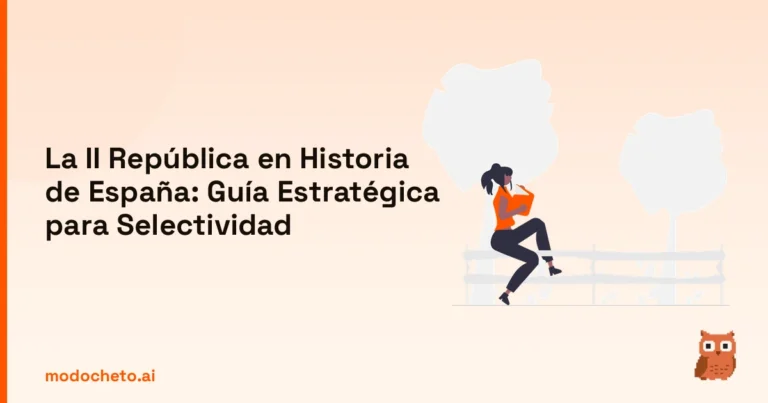 Ilustración de un estudiante leyendo sobre la II República para preparar Selectividad con estrategia
