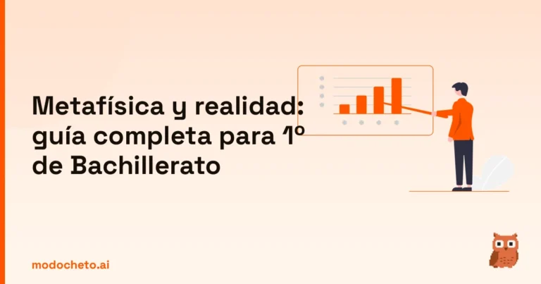 Ilustración de una estrategia maestra sobre metafísica y realidad para superar 1º de Bachillerato con éxito.