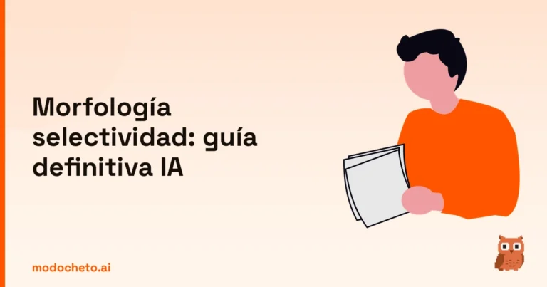 Ilustración de estudiante tomando apuntes clave para dominar la morfología selectividad con IA.