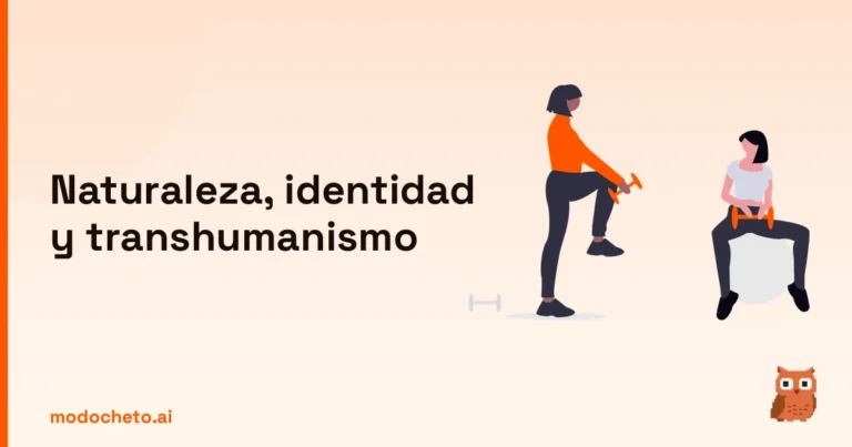 Ilustración de entrenamiento personal para abordar la naturaleza humana y el transhumanismo con identidad.