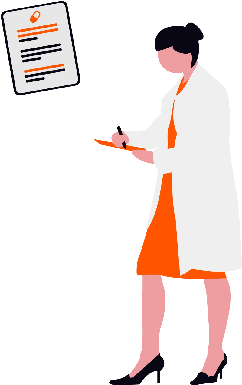 Dibujo de prescripciones médicas para prevenir fallos típicos durante las prácticas de empresa.