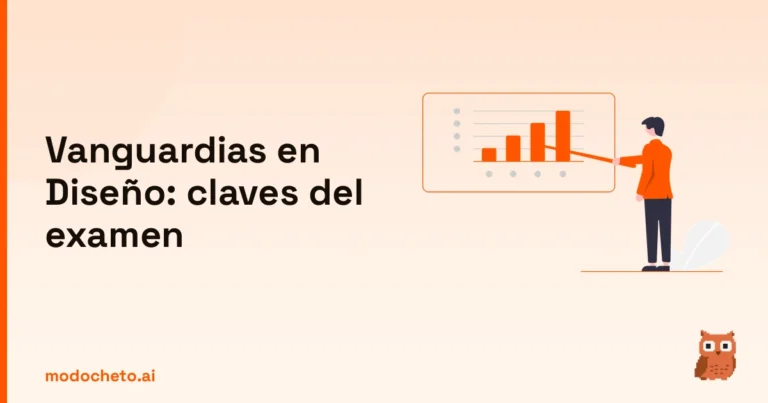 Ilustración de estrategia creativa para dominar las vanguardias diseño y aprobar el examen con nota.