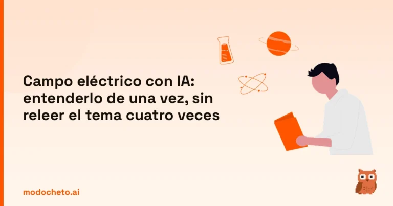 Ilustración de estudiante analizando datos científicos para dominar el concepto de campo eléctrico con IA
