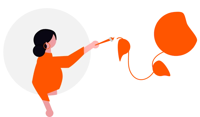 Dibujo de una persona creando arte para explicar el caos visual y las claves del diseño posmoderno.