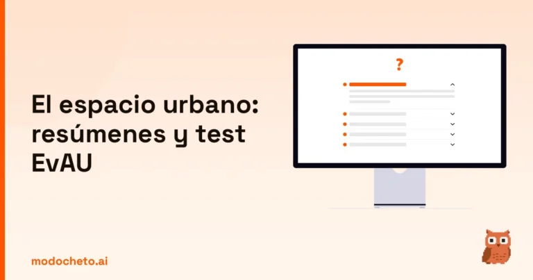 Ilustración de un personaje resolviendo dudas sobre el espacio urbano para el examen de EvAU