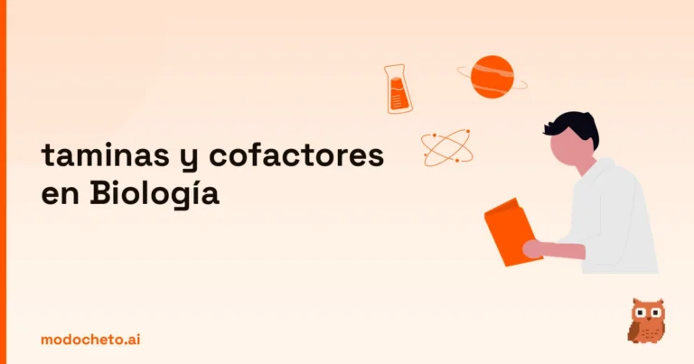 Ilustración de estudiante analizando vitaminas y cofactores en Biología para dominar el tema a tope.
