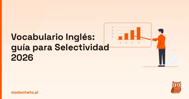Ilustración de un business plan para dominar el vocabulario de inglés en la Selectividad 2026.